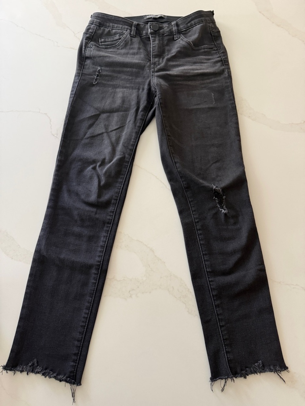 Straight-Leg Distressed Women’s Jeans in Black
